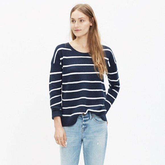 Madewell Sweaters - Madewell Chronicle Pullover Sweater in Navy Stripe Size Medium